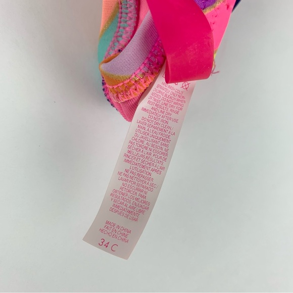 Victoria’s Secret Chevron Striped Rainbow Strapless Halter Bikini Top 34C - Picture 6 of 6